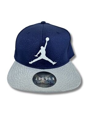 Nike Jordan Youth Snapback Hat Elephant Print Navy Gray Jumpman Adjustable Cap